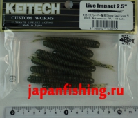 Keitech Custom Worms Live Impact 2.5" #102 Watermelon PP 12шт.